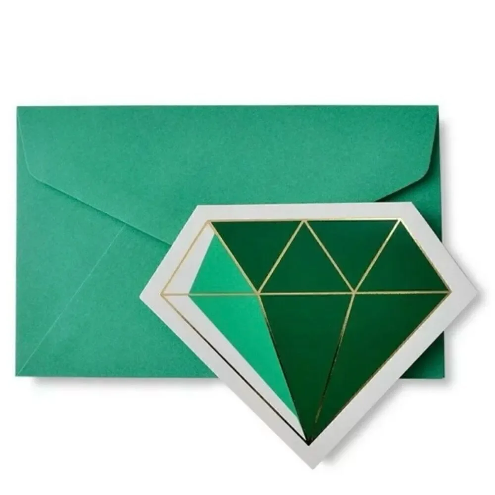 NWT W box Zoomerang 16 Gold Foil & Jewel Tone Diamond Note Cards & envelopes
